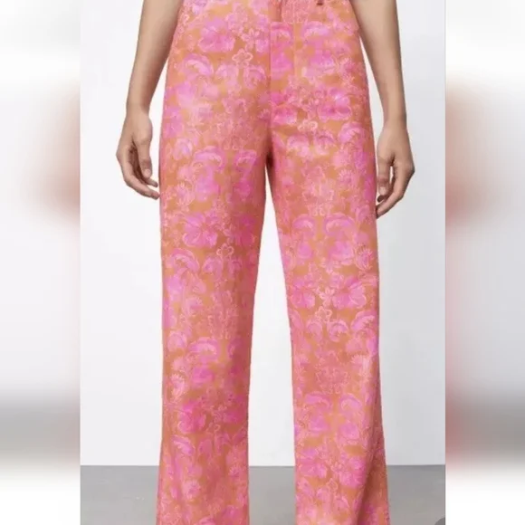 Zara Beachy Summer linen blend Straight Leg pants 28×32" Length - Picture 4 of 8